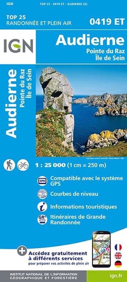 Carte IGN audierne pointe du raz sein 0419ET série Top 25