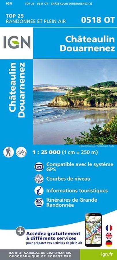 Carte IGN chateaulin douarnenez 0518OT série Top 25