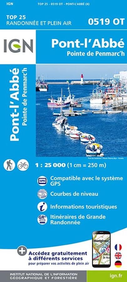 Carte IGN point abbe pointe de penmarch 0519OT série Top 25