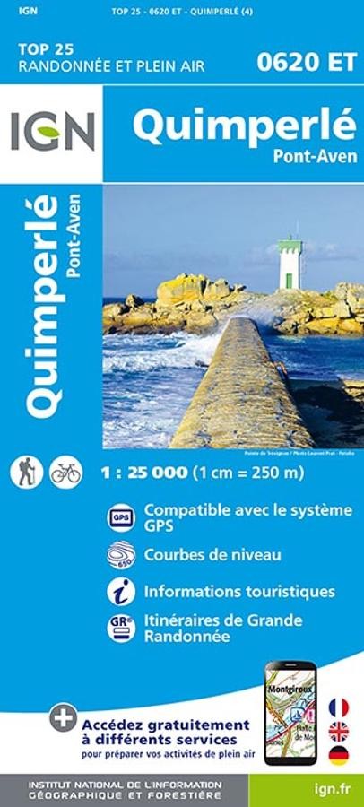 Carte IGN quimperle pont aven 0620ET série Top 25