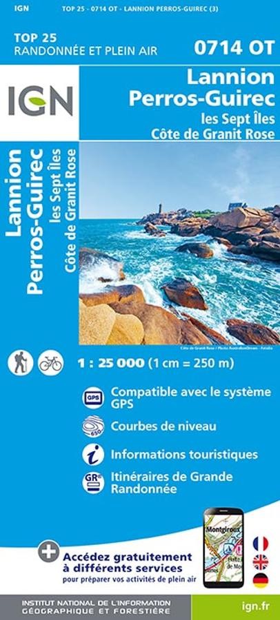 Carte IGN lannion perros guirec 0714OT série Top 25