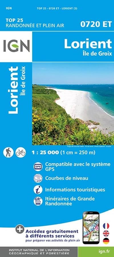 Carte IGN lorient ile de groix 0720ET série Top 25