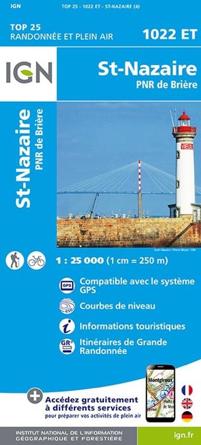 Carte IGN saint nazaire parc naturel briere 1022ET série Top 25