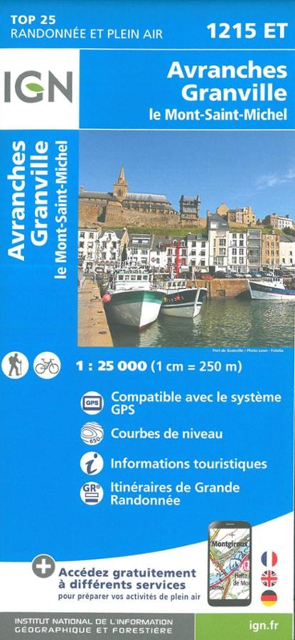 Carte IGN Avranches Granville Mont Saint-Michel 1215ET série Top 25