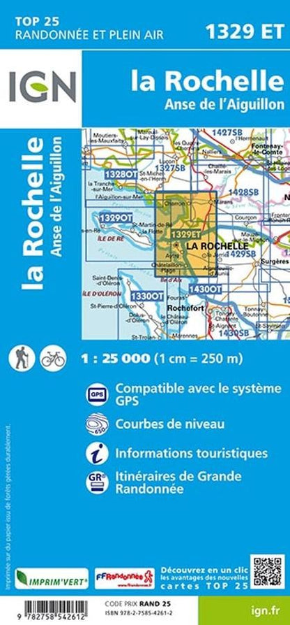 Carte IGN la rochelle Anse de l'Aiguillon 1329ET série Top 25