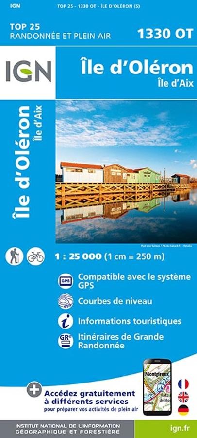 Carte IGN Île d'Oléron et Île d'Aix 1330OT série Top 25