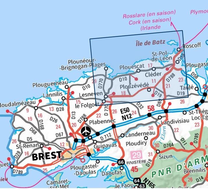 Carte IGN saint pol de leon roscoff kerlouan ile batz 0515ET série Top 25