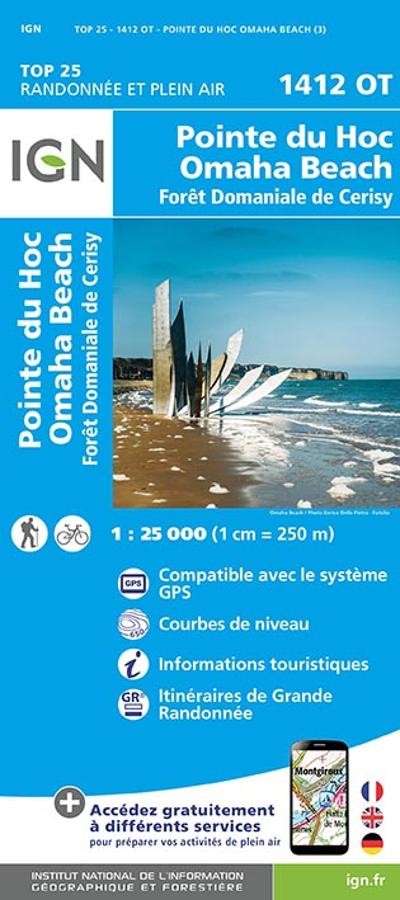 Carte IGN pointe du hoc omaha beach foret de cerisy 1412OT série Top 25