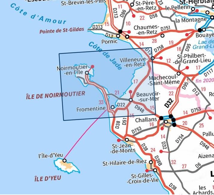 Carte IGN ile noirmoutier beauvoir sur er bourgneuf retz 1125OT série Top 25