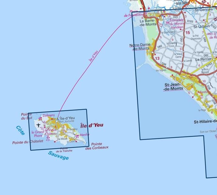 Carte IGN île d'Yeu Saint-Gilles Croix de vie Saint-Jean de monts 1126OT série Top 25