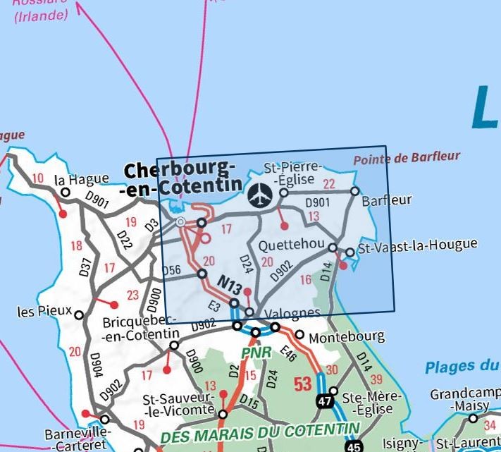 Carte IGN cherbourg cotentien pointe de barfleur 1310OT série Top 25