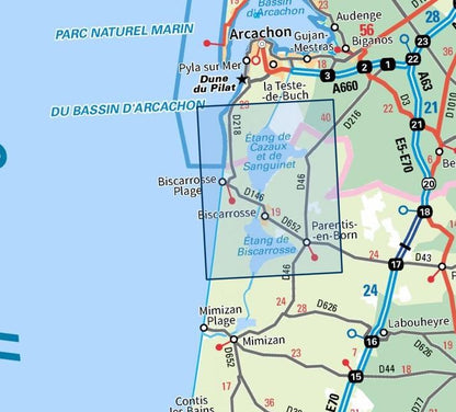 Carte IGN biscarrosse lacs cazaux sanguinet 1339ET série Top 25