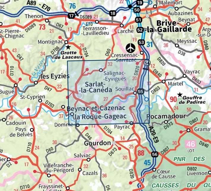 Carte IGN sarlat souillac 2036ET série Top 25