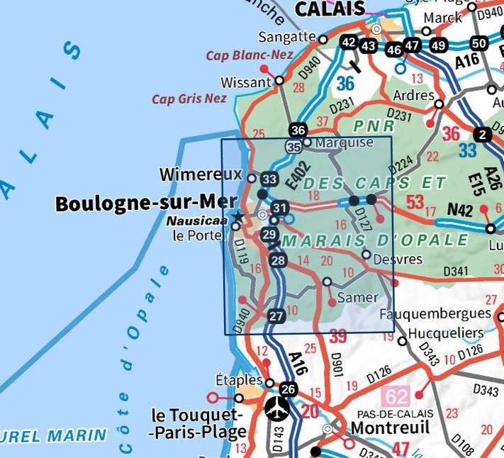 Carte IGN boulogne sur mer 2104ET série Top 25