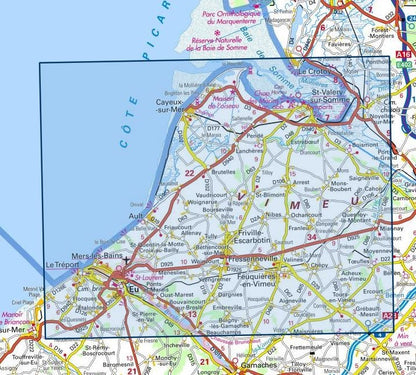 Carte IGN le treport saint valery sur somme 2107OT série Top 25