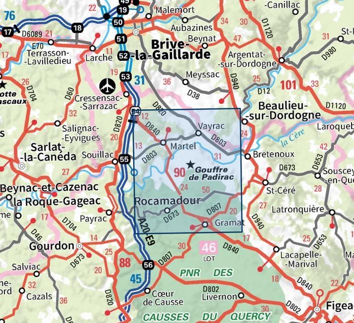 Carte IGN rocamandour padirac vallee dordogne 2136ET série Top 25