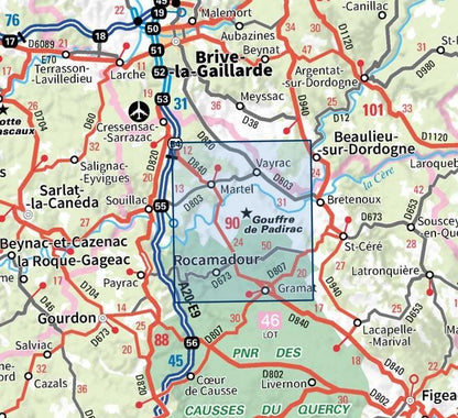 Carte IGN rocamandour padirac vallee dordogne 2136ET série Top 25