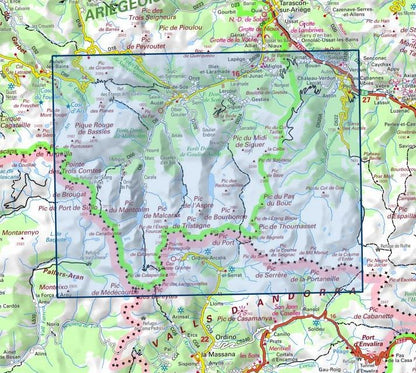 Carte IGN vicdessos pic estats montcalm 2148OT série Top 25