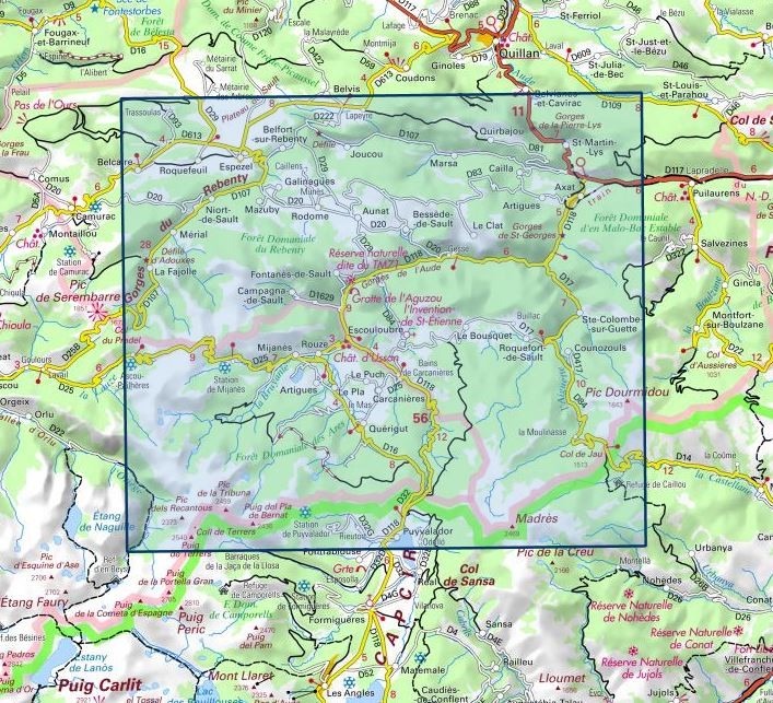 Carte IGN axat querigut gorges audes 2248ET série Top 25