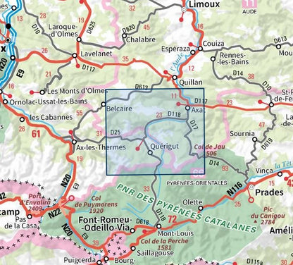 Carte IGN axat querigut gorges audes 2248ET série Top 25