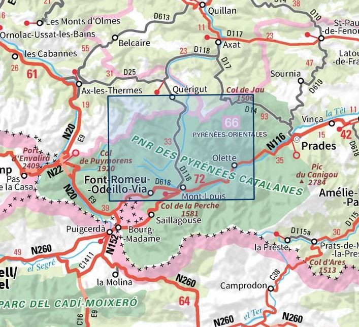 Carte IGN Font-Romeu Capcir 2249ET série Top 25