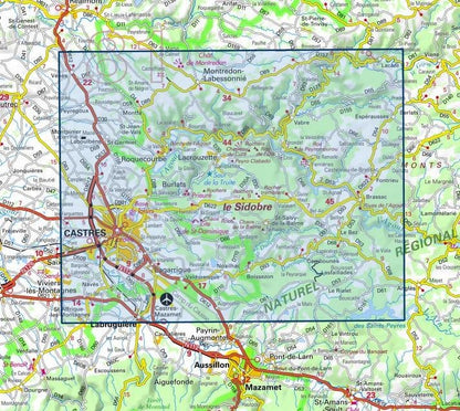 Carte IGN castres le sidobre parc national haut languedoc 2343ET série Top 25