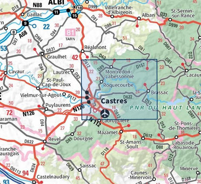 Carte IGN castres le sidobre parc national haut languedoc 2343ET série Top 25