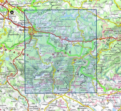 Carte IGN montagne noire est mazamet 2344ET série Top 25