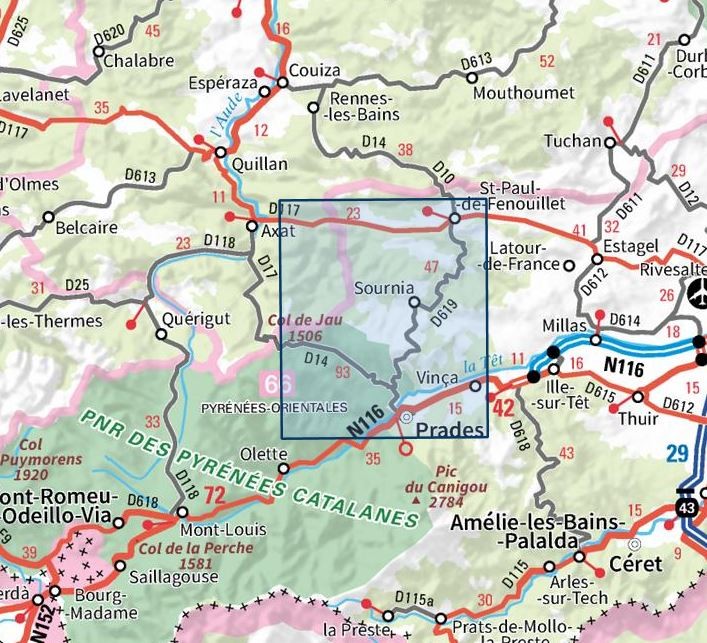 Carte IGN prades saint paul de fenouillet 2348ET série Top 25