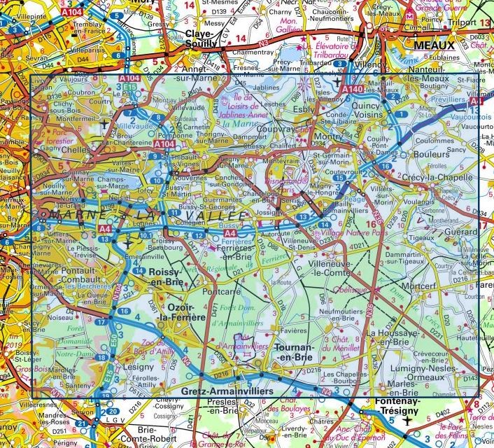 Carte IGN Marne la Vallée forêt Arminvilliers de Ferrieres 2414ET série Top 25