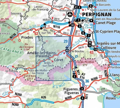 Carte IGN Céret Amelie les bains palalda vallee du tech 2449OT série Top 25