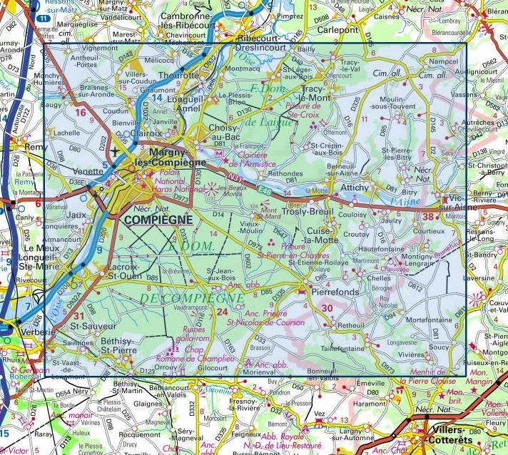 Carte IGN forets de compiegne et de laigue 2511OT série Top 25