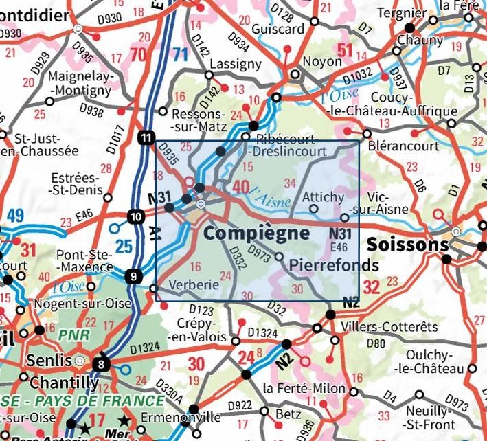 Carte IGN forets de compiegne et de laigue 2511OT série Top 25