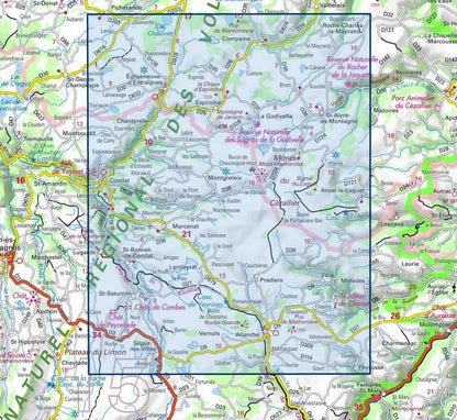 Carte IGN monts du cezallier parc national volcans auvergne 2534OT série Top 25