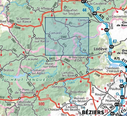 Carte IGN Camarès Avène 2542OT série Top 25