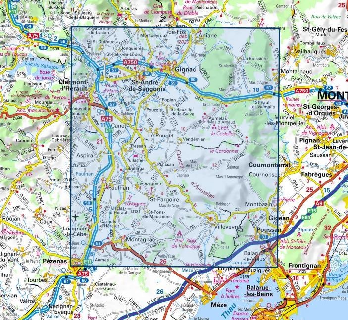 Carte IGN clermont herault 2643ET série Top 25