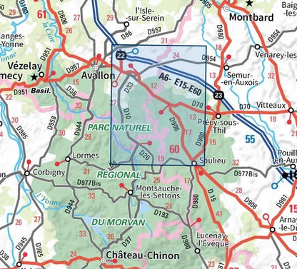 Carte IGN quarre les tombres saulieu parc national du morvan 2822OT série Top 25