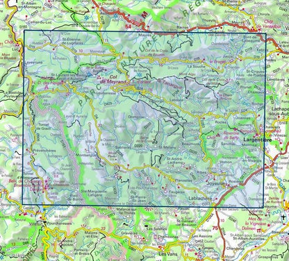 Carte IGN largentiere bastide puylaurent 2838OT série Top 25