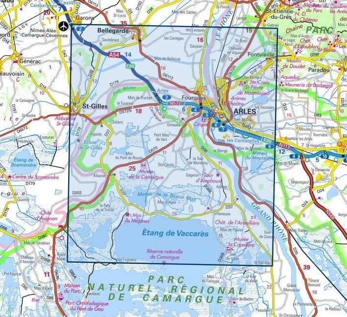 Carte IGN Arles parc naturel régional de Camargue 2943ET série Top 25