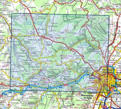 Carte IGN val suson saint seine abbaye dijon ouest 3022ET série Top 25