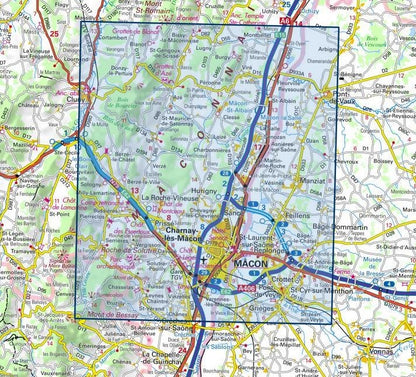 Carte IGN Mâcon Cluny roche de Solutré 3028OT série Top 25