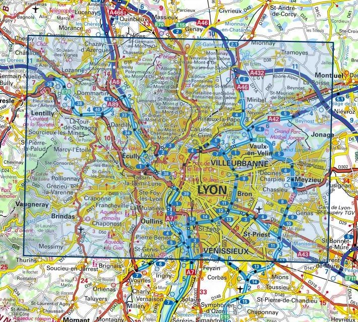 Carte IGN lyon villeurbanne mont or 3031OT série Top 25