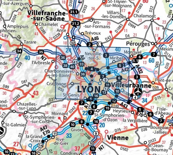 Carte IGN lyon villeurbanne mont or 3031OT série Top 25