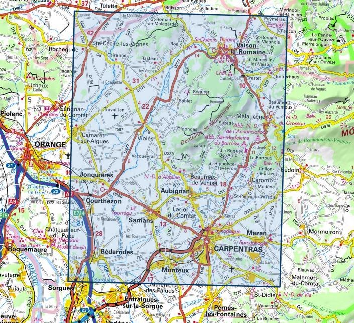 Carte IGN Carpentras Vaison-la-Romaine dentelles de montmirail 3040ET série Top 25