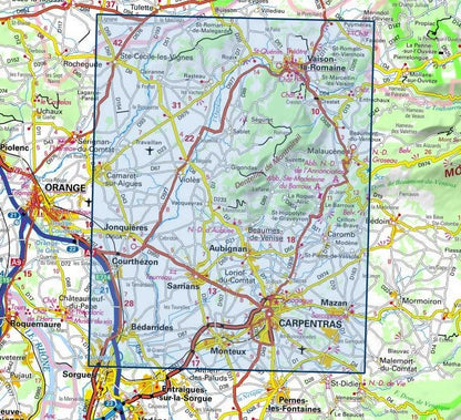 Carte IGN Carpentras Vaison-la-Romaine dentelles de montmirail 3040ET série Top 25