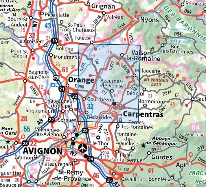 Carte IGN Carpentras Vaison-la-Romaine dentelles de montmirail 3040ET série Top 25