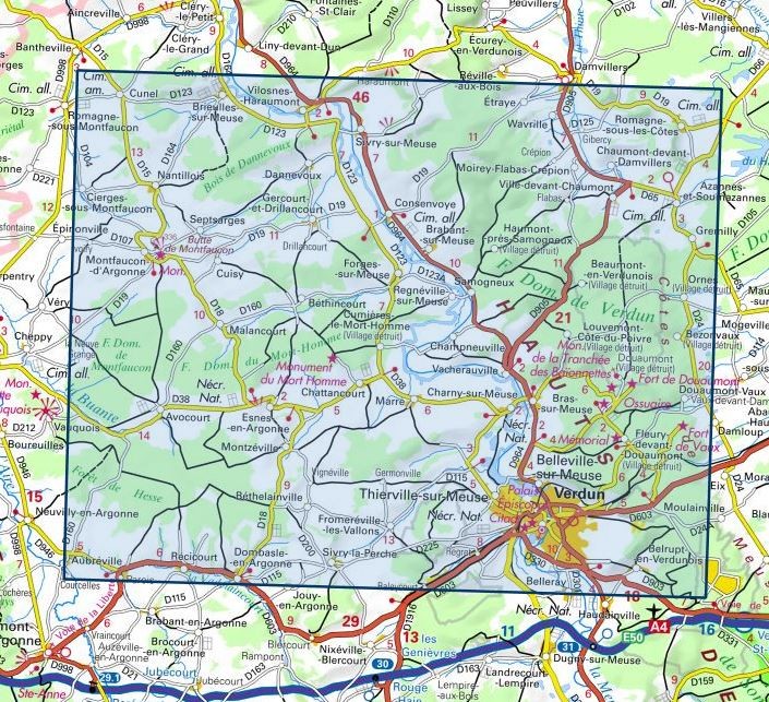 Carte IGN Forets de Verdun 3112ET série Top 25