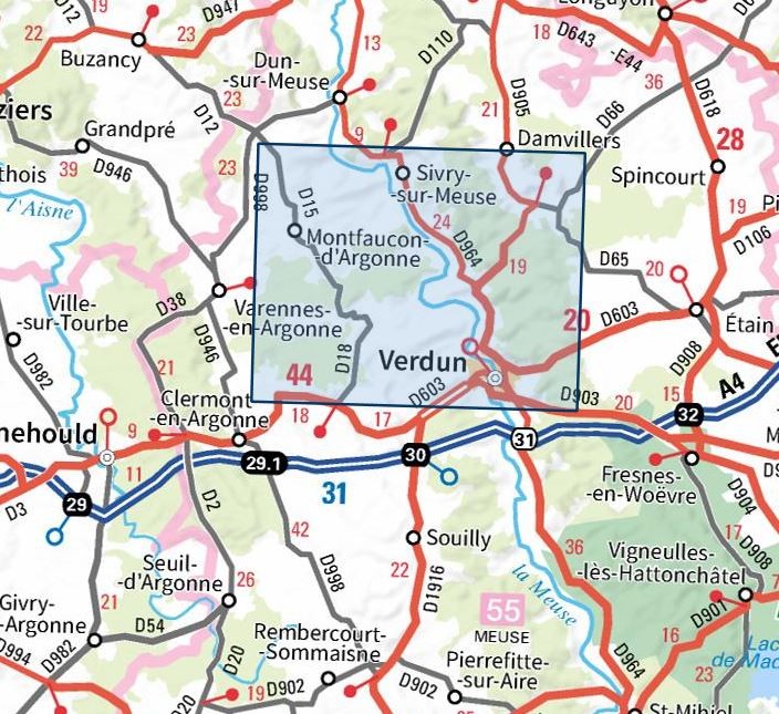 Carte IGN Forets de Verdun 3112ET série Top 25