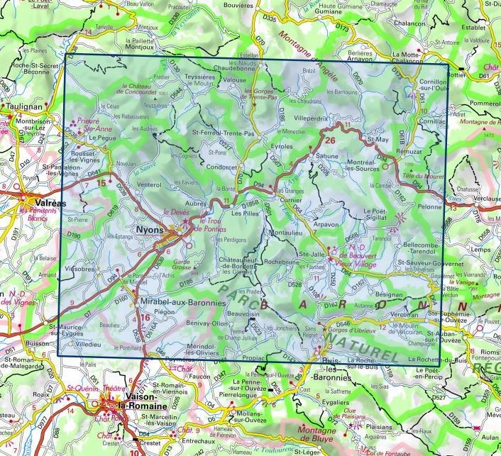 Carte IGN Nyons Rémuzats baronnies 3139OT série Top 25