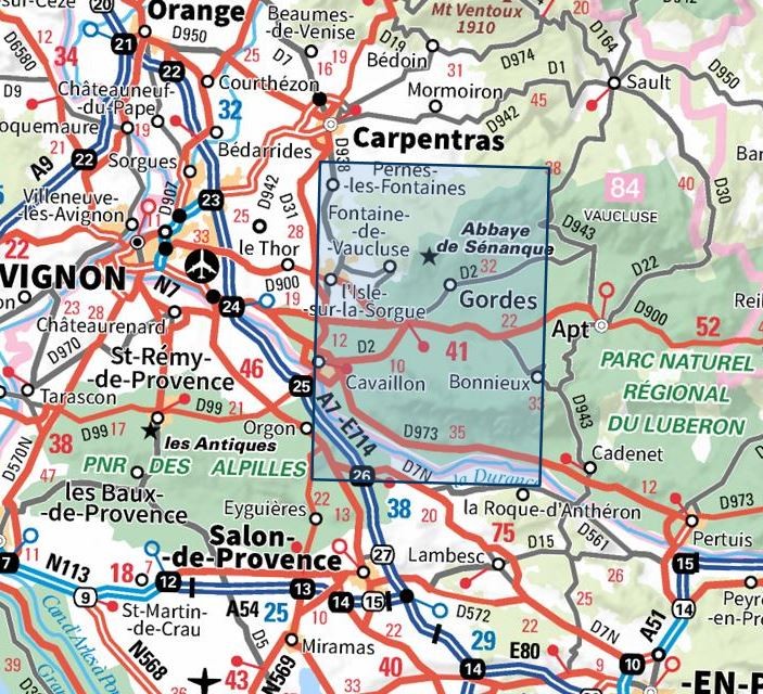 Carte IGN cavaillon fontaine de vaucluse parc du luberon 3142OT série Top 25